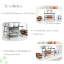 Kit 2 Rack 30cm Organizador de Objeto para Armário de Cozinha