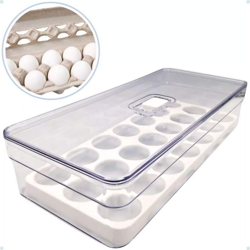 Organizador de Geladeira Quadrado 3,6L com Tela para 20 Ovos — Plastutti