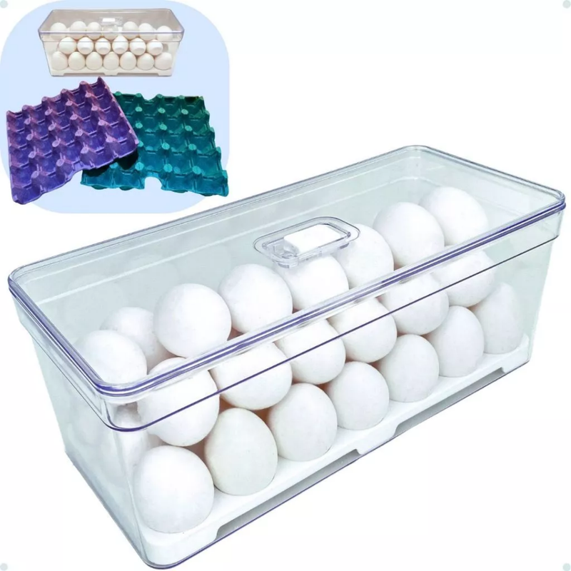 Organizador de Geladeira Quadrado 6,8L com Tela para 40 Ovos — Plastutti