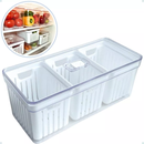 Organizador de Geladeira 6,8L com 3 Cestos de Drenagem e Tampa Ventilação
