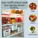 Organizador de Geladeira 6,8L com 3 Cestos de Drenagem e Tampa Ventilação