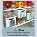 Organizador de Geladeira 6,8L com 3 Cestos de Drenagem e Tampa Ventilação