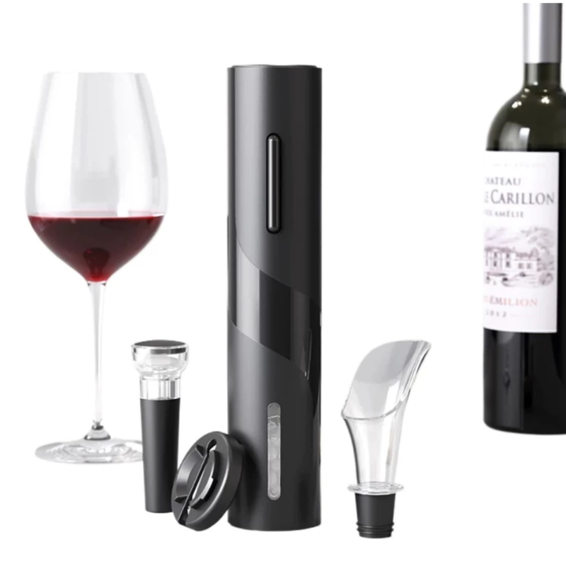 Saca-Rolha Elétrico Recarregável Automático Kit 4 Peças USB
