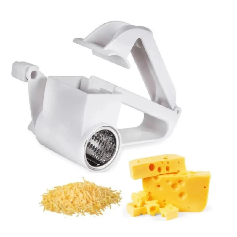 Ralador de Queijo Giratório Manual com Lâminas Aço Inox e Manivela