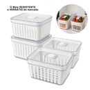 Organizador de Geladeira 3,8L com Cesto e Tampa — Multiuso Verduras e Frutas