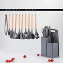 Kit Conjunto 19 Peças de Utensílios Facas Silicone e Plástico para Cozinha