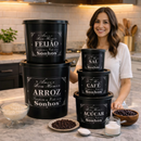 Kit 5 Potes para Mantimentos Plástico Premium Decorativo — Cozinha Organizada
