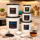 Kit 5 Potes para Mantimentos Plástico Premium Decorativo — Cozinha Organizada
